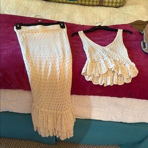 Beach Riot Cream Maxi Trumpet Skirt Set
